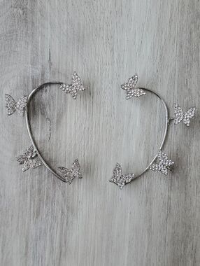 5/$35💐 Silver Rhinestone Fairy Butterfly Ear Cuff Earrings - Fantasy Accessory